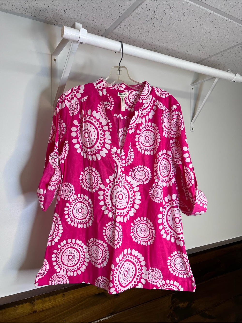 Hatley Bright Pink Printed Women's Tunic Top- L